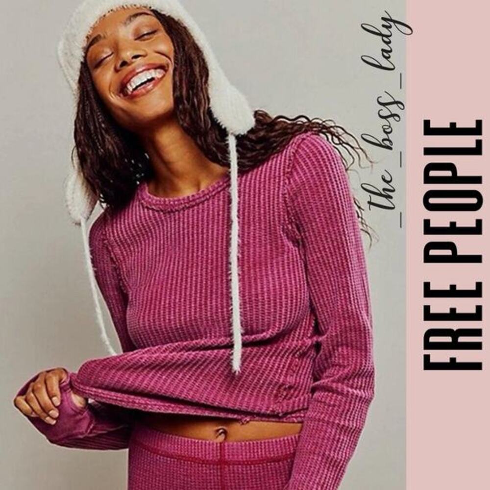 Free People thermal top waffle cotton fall winter long sleeves